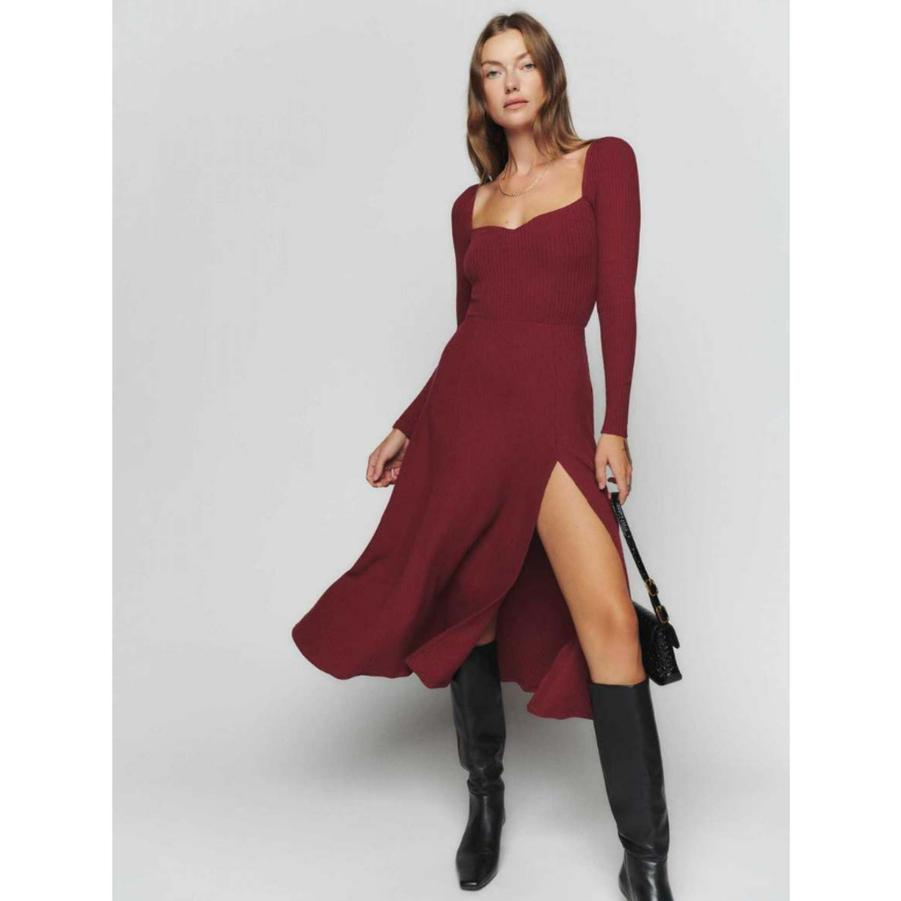 Reformation Burgundy Midi Dress